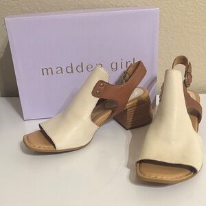 Madden Girl Cream and Tan Heeled Sandals